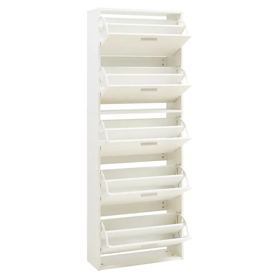 Meuble à chaussures Sykkylven à 5 abattants blanc en.casa