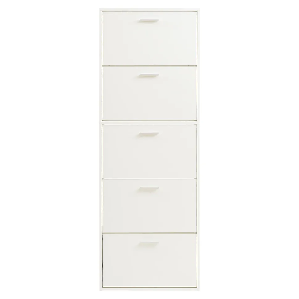 Meuble à chaussures Sykkylven à 5 abattants blanc en.casa
