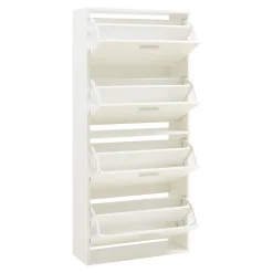 Meuble à chaussures Sykkylven à 4 abattants blanc en.casa