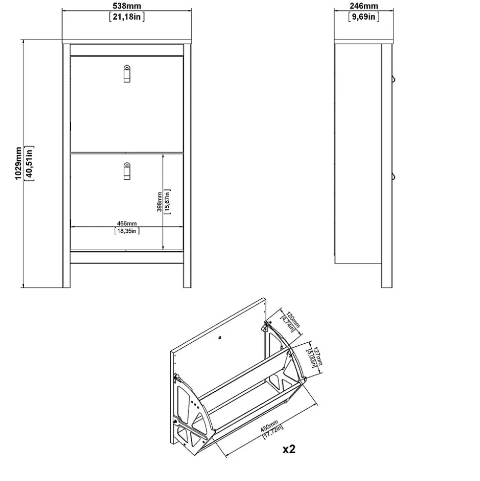 Meuble à chaussures Tisoy, Meuble à chaussures, Armoire d'entrée polyvalente, Rangement pour chaussures, 54x25 h103 cm, Blanc