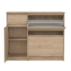 Meuble à chaussures Todd, Meuble à chaussures, Armoire d'entrée polyvalente, Rangement pour chaussures, 109x32 h93 cm, Chêne clair