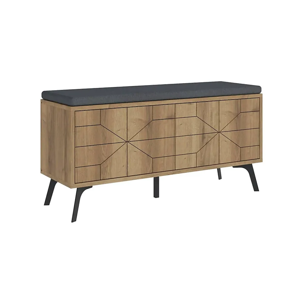 Meuble à chaussures Velma, Meuble à chaussures, Armoire d'entrée polyvalente, Rangement pour chaussures, 107x35 h55 cm, Chêne