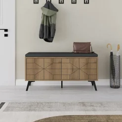 Meuble à chaussures Velma, Meuble à chaussures, Armoire d'entrée polyvalente, Rangement pour chaussures, 107x35 h55 cm, Chêne