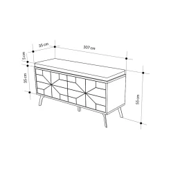 Meuble à chaussures Velma, Meuble à chaussures, Armoire d'entrée polyvalente, Rangement pour chaussures, 107x35 h55 cm, Chêne
