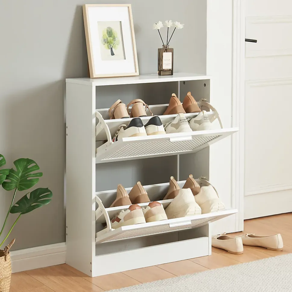 Meuble à chaussures Vesilahti 80 x 60 x 24 cm blanc en.casa