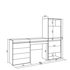 Meuble à chaussures 187x35x145cm commode buffet coiffeuse chêne