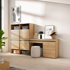 Meuble à chaussures 247x35x145cm commode buffet coiffeuse chêne