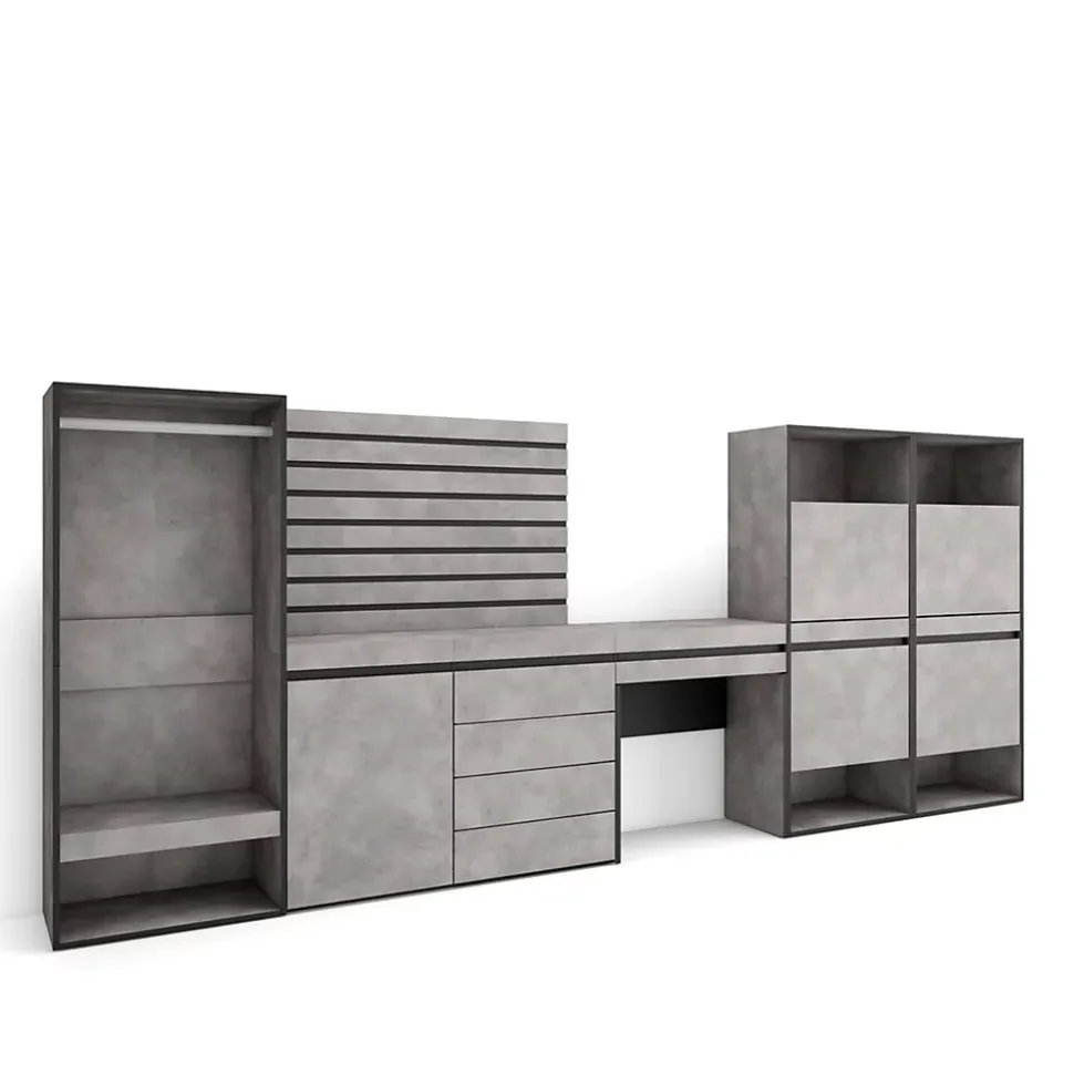 Meuble à chaussures 357x35x145cm vestiaire buffet coiffeuse ciment
