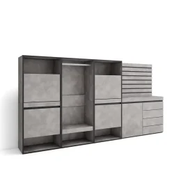 Meuble à chaussures 287x35x145cm vestiaire commode buffet ciment