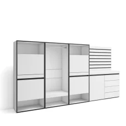 Meuble à chaussures 287x35x145cm vestiaire commode buffet blanc