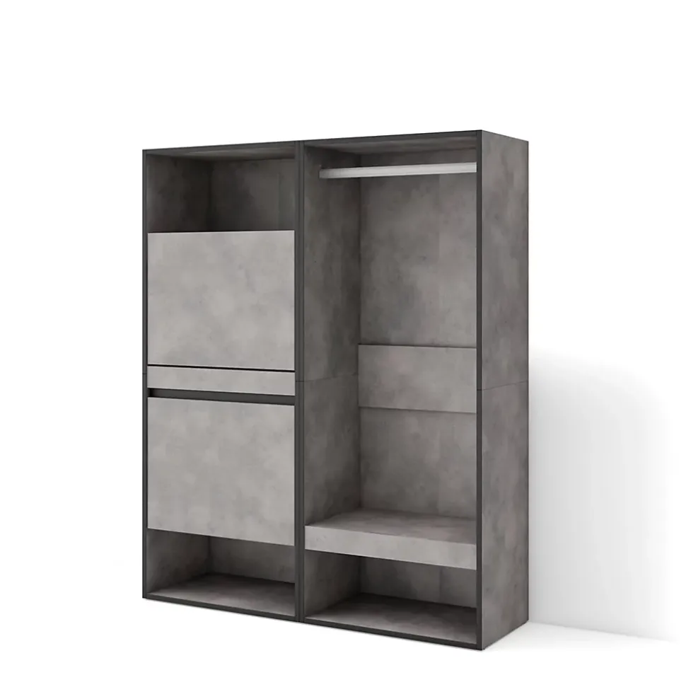Meuble à chaussures 120x35x145cm vestiaire couleur gris ciment