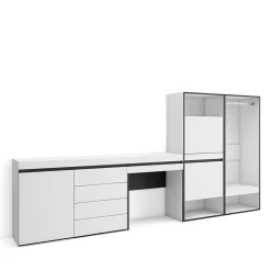 Meuble à chaussures 297x35x145cm vestiaire buffet coiffeuse blanc