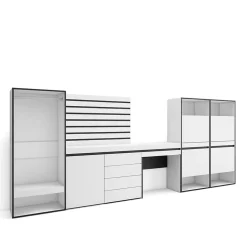 Meuble à chaussures 357x35x145cm vestiaire buffet coiffeuse blanc