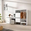 Meuble à chaussures 247x35x145cm vestiaire buffet coiffeuse blanc