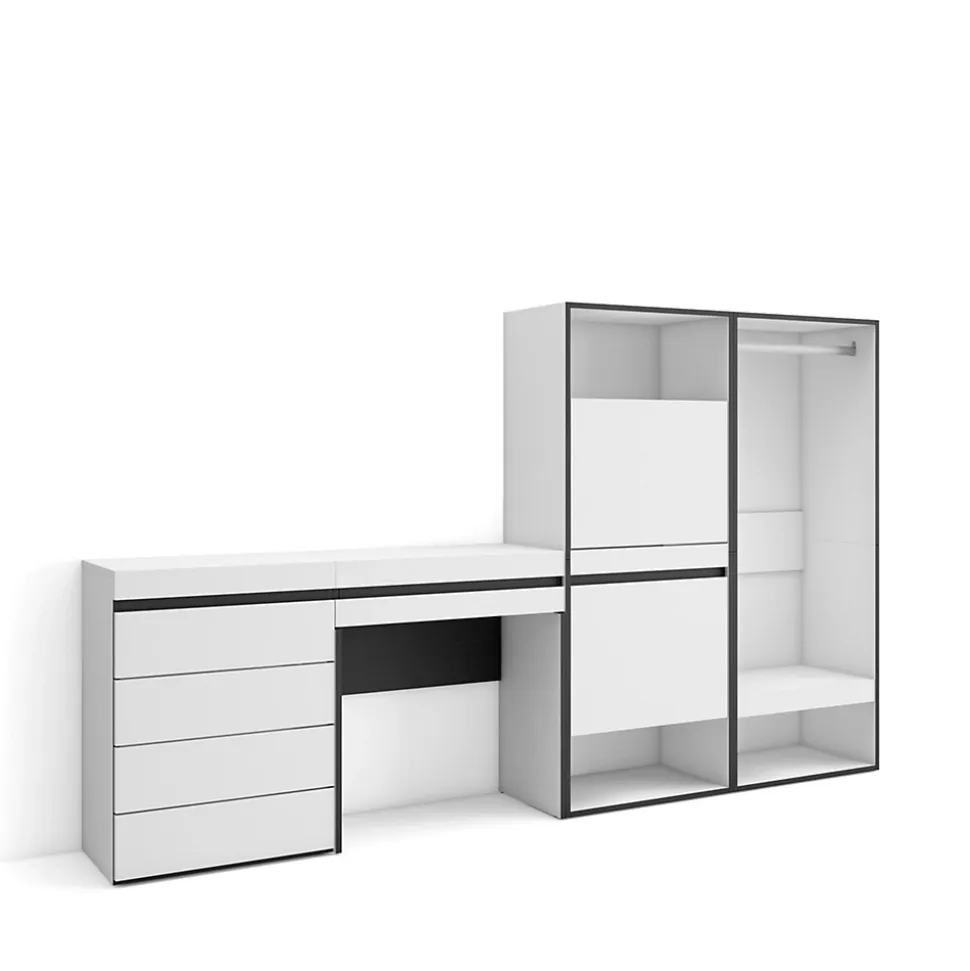 Meuble à chaussures 247x35x145cm vestiaire buffet coiffeuse blanc