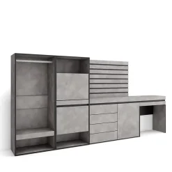 Meuble à chaussures 297x35x145cm vestiaire buffet coiffeuse ciment