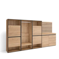 Meuble à chaussures 287x35x145cm vestiaire commode buffet chêne