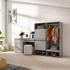 Meuble à chaussures 247x35x145cm vestiaire buffet coiffeuse ciment
