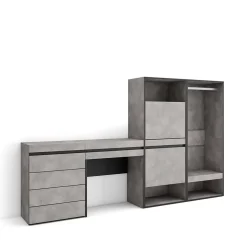 Meuble à chaussures 247x35x145cm vestiaire buffet coiffeuse ciment