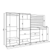 Meuble à chaussures 227x35x145cm vestiaire commode buffet ciment
