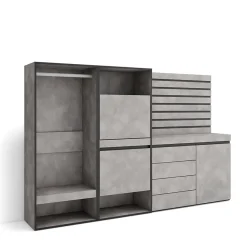 Meuble à chaussures 227x35x145cm vestiaire commode buffet ciment