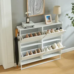Meuble à chaussures Ylitornio 92 x 100 x 19 cm blanc en.casa