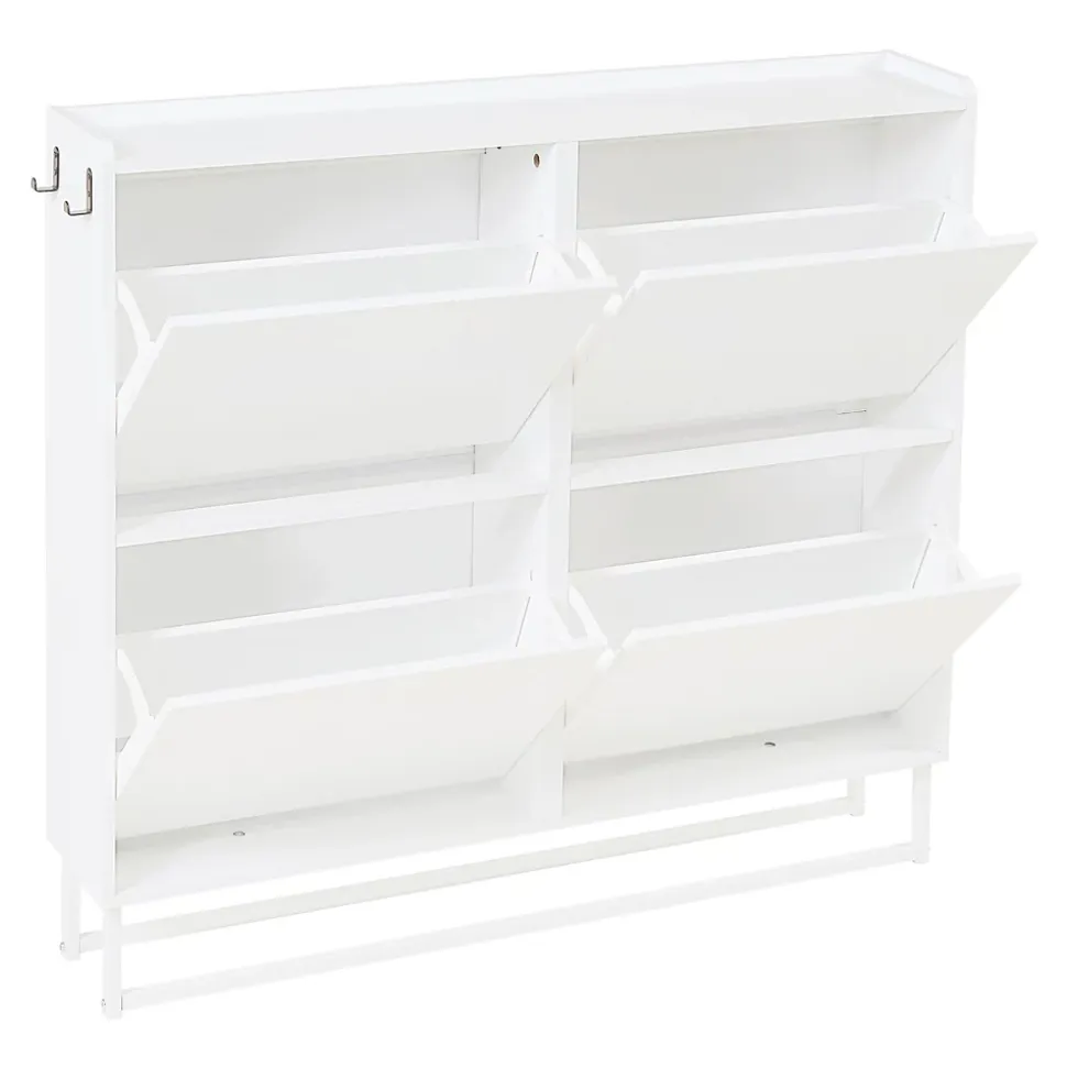 Meuble à chaussures Ylitornio 92 x 100 x 19 cm blanc en.casa