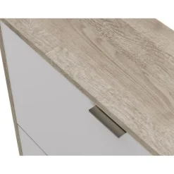 Meuble a chaussures - 4 Portes - Chene et blanc - 75x24x154 cm - Leona