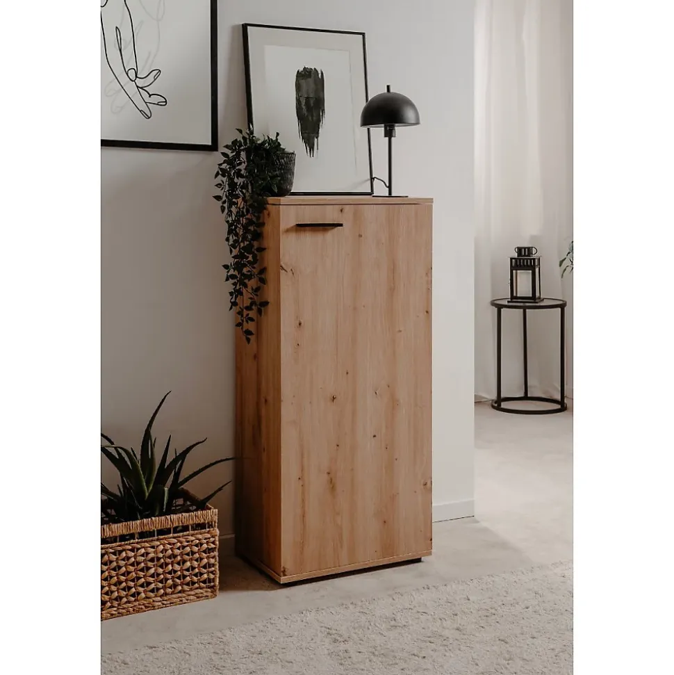 Meuble a chaussures Satos - Chene Artisan - 100 x 110 x 34 cm - Capacité 12 Paires