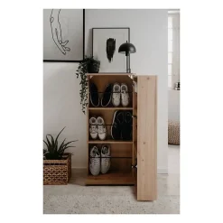 Meuble a chaussures Satos - Chene Artisan - 100 x 110 x 34 cm - Capacité 12 Paires