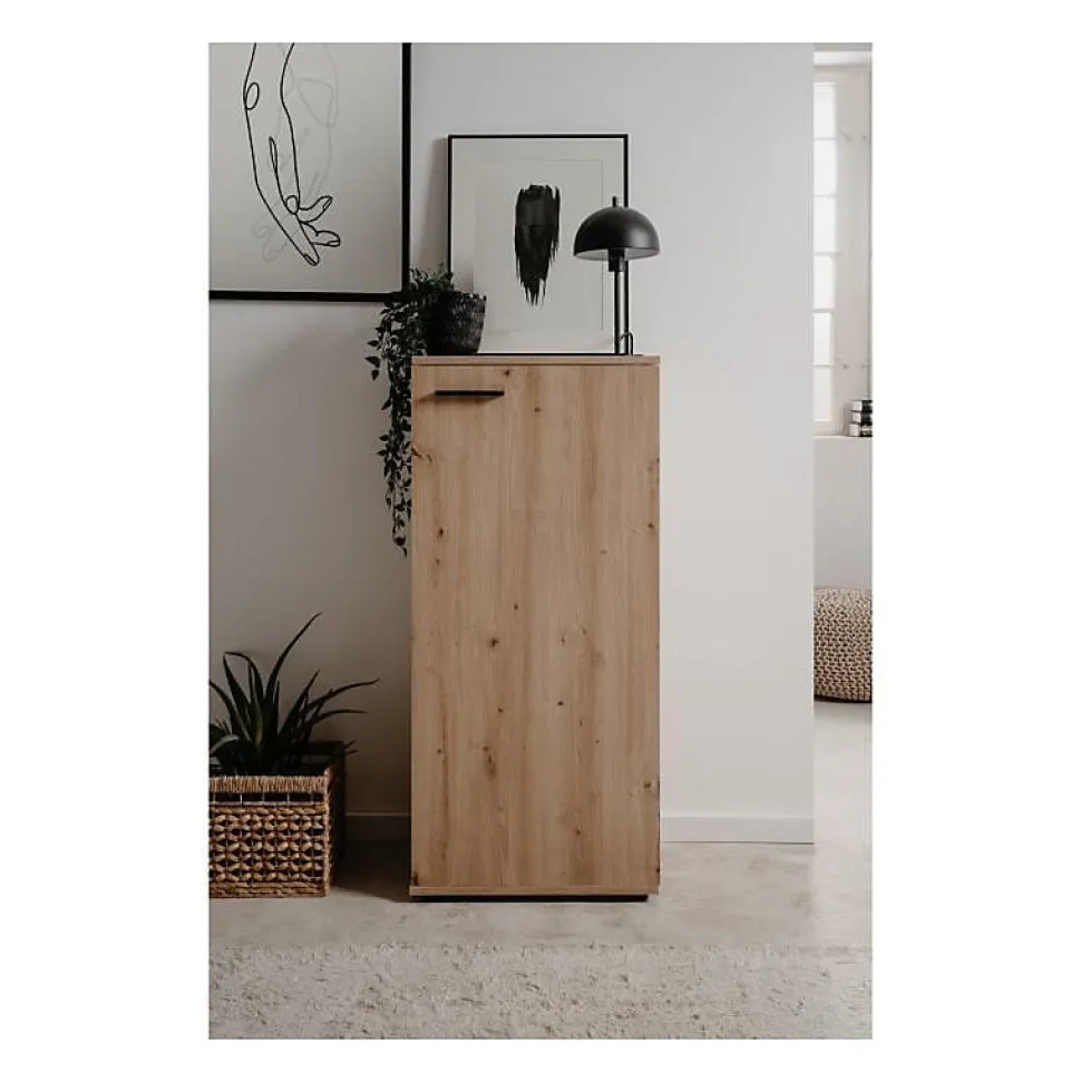 Meuble a chaussures Satos - Chene Artisan - 100 x 110 x 34 cm - Capacité 12 Paires