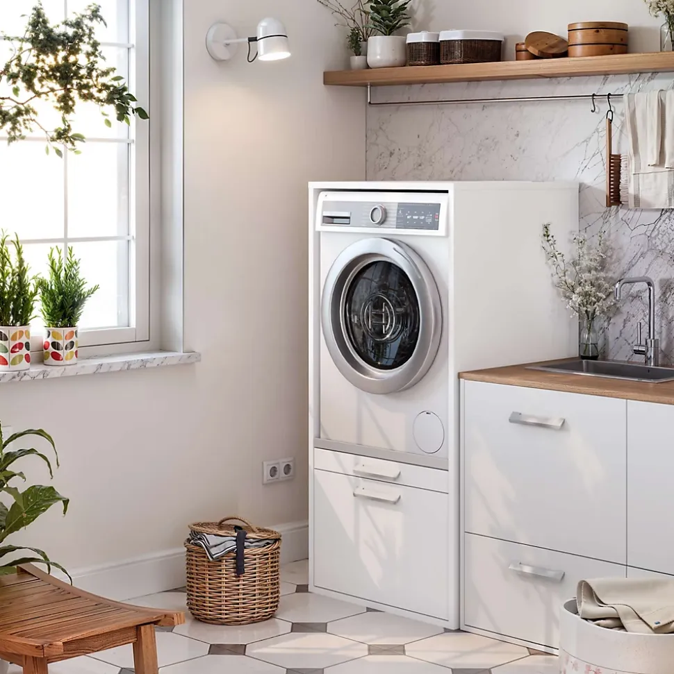 Meuble armoire pour machine à laver T-BATH 67,2x144cm blanc