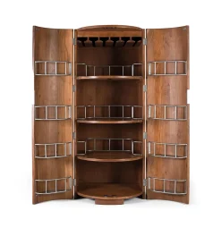 Meuble bar à 2 portes en bois d'acacia massif