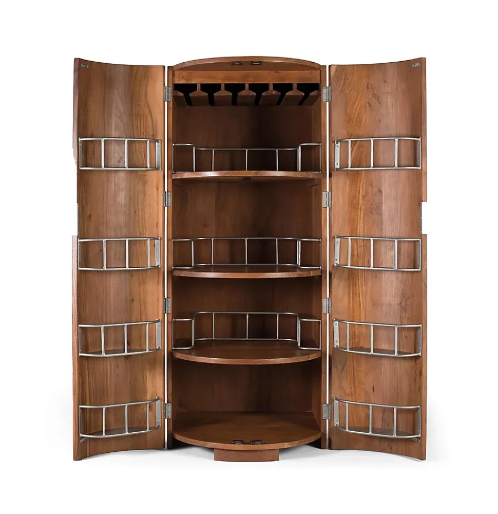 Meuble bar à 2 portes en bois d'acacia massif