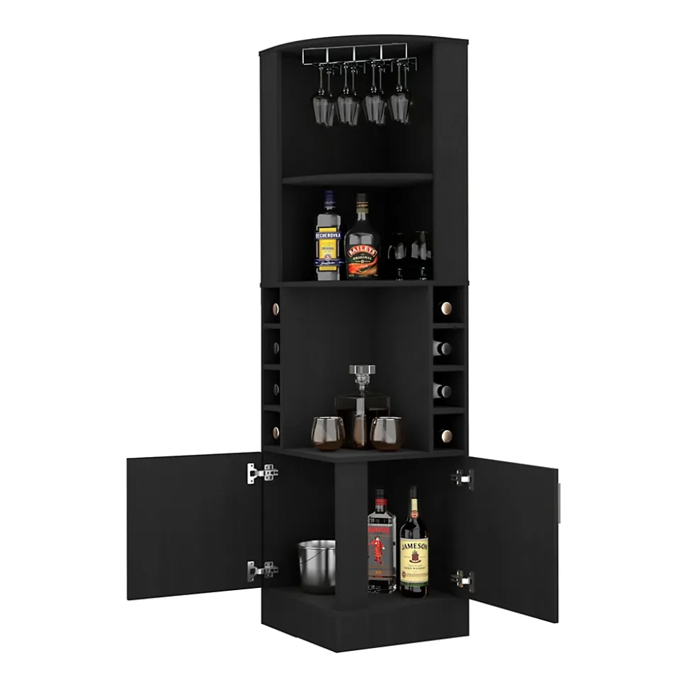 Meuble bar angle Syrah avec rangement pour bouteilles et verres