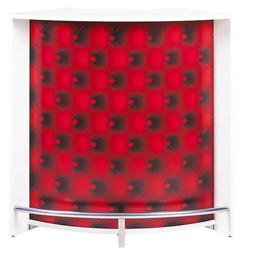 Meuble bar capitons rouges 107 cm blanc SNACK106BL922
