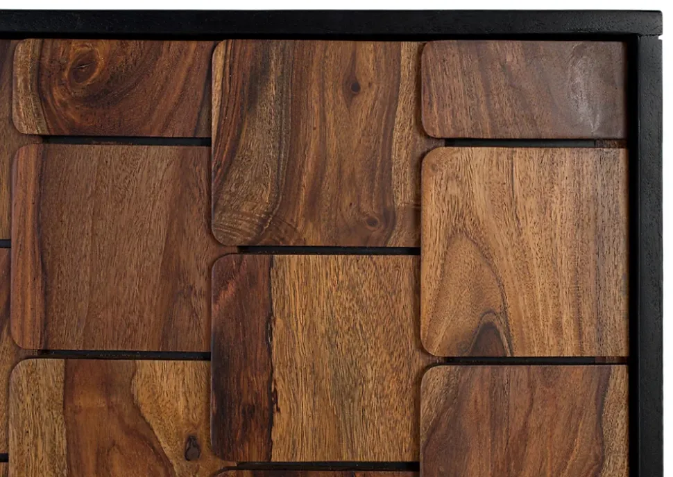 Meuble bar en bois de manguier massif et effet tridimensionnel Sheezam