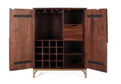 Meuble bar en bois manguier et métal
