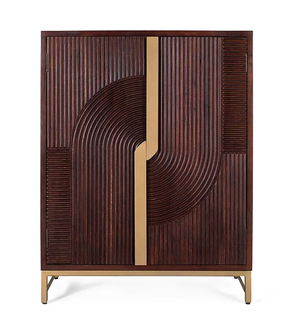 Meuble bar en bois manguier et métal