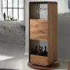 Meuble bar pivotant en noyer avec rangement pratique et élégant