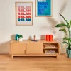 Meuble bas 2 portes 1 étagères Lee beige 140x40cm - Atmosphera
