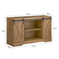 Meuble Bas Placard de Rangement Buffet avec Porte de Grange Coulissante, FSB60-BR, SoBuy