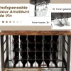 Meuble Casier à Vin aevc Station de Charge Intégrée, Porte-Bouteille pour 9 Verres et 24 Bouteilles, 162,5x48x76CM