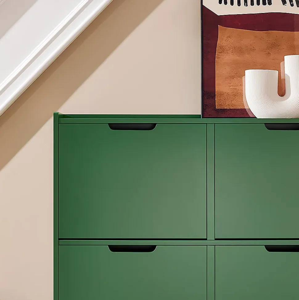 Meuble Chaussure,Armoire à Chaussures, Meuble de Rangement,Pieds en Fer,Vert,FSR100-SY,SoBuy