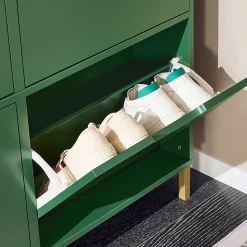 Meuble Chaussure,Armoire à Chaussures, Meuble de Rangement,Pieds en Fer,Vert,FSR100-SY,SoBuy