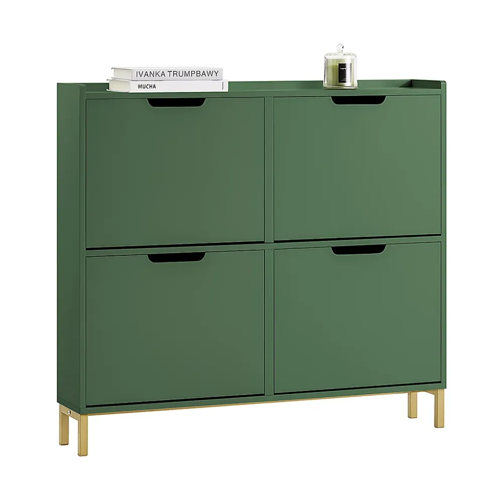 Meuble Chaussure,Armoire à Chaussures, Meuble de Rangement,Pieds en Fer,Vert,FSR100-SY,SoBuy