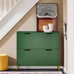 Meuble Chaussure,Armoire à Chaussures, Meuble de Rangement,Pieds en Fer,Vert,FSR100-SY,SoBuy