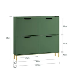 Meuble Chaussure,Armoire à Chaussures, Meuble de Rangement,Pieds en Fer,Vert,FSR100-SY,SoBuy