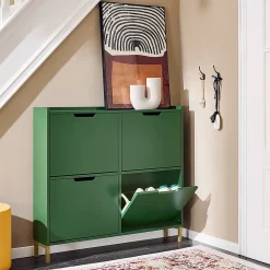 Meuble Chaussure,Armoire à Chaussures, Meuble de Rangement,Pieds en Fer,Vert,FSR100-SY,SoBuy