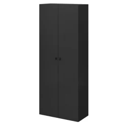 Meuble chaussures 2 portes noir 7 étagères GoodHome Atomia H. 187 x L. 75 x P. 35 cm